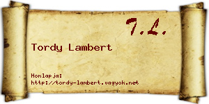 Tordy Lambert névjegykártya